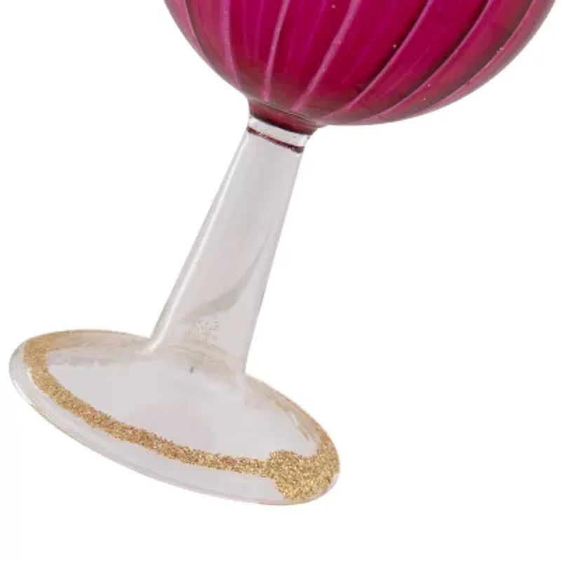 4.25'' Red and Clear Glittered Wine Glass Christmas Ornament
