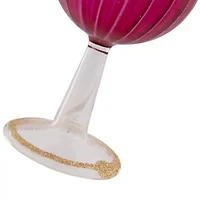 4.25'' Red and Clear Glittered Wine Glass Christmas Ornament