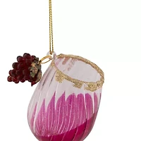 4.25'' Red and Clear Glittered Wine Glass Christmas Ornament