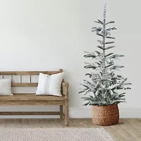 Northlight Slim Flocked Nordmann Fir 7 1/2 Foot Fir Christmas Tree