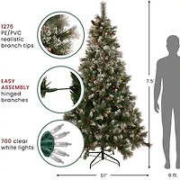 Northlight Snow Valley 7 1/2 Foot Pre-Lit Pine Christmas Tree
