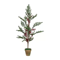 Northlight Berries And Pine Potted 3 Foot Pre-Lit Pine Christmas Tree