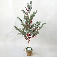 Northlight Berries And Pine Potted 3 Foot Pre-Lit Pine Christmas Tree