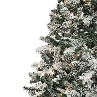 Northlight Slim Flocked Pine 9 Foot Pre-Lit Pine Christmas Tree