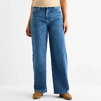 Liz Claiborne Sara Womens High Rise Wide Leg Jean