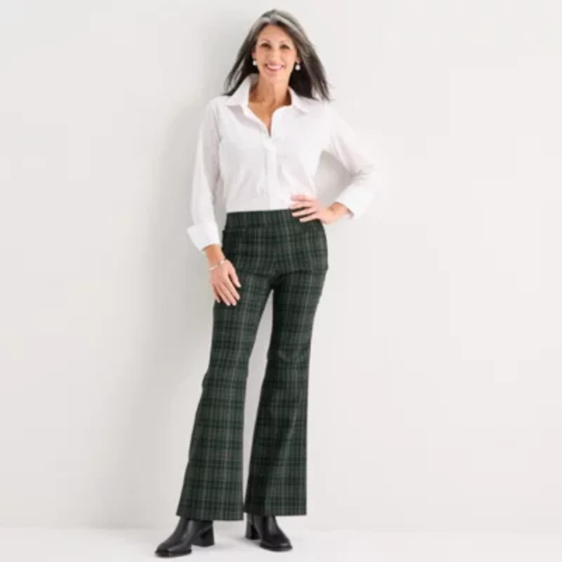 Liz Claiborne Lisa Womens Flare Mid Rise Petite Pull-On Pant