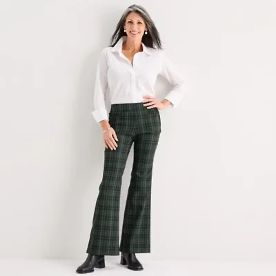 Liz Claiborne Lisa Womens Flare Mid Rise Petite Pull-On Pant