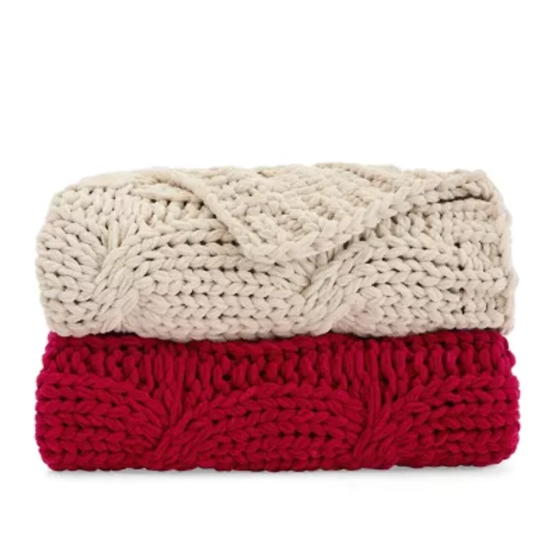 North Pole Trading Co. Chunky Cable Knit Throw