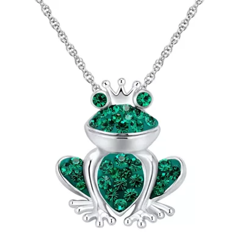 Sterling Silver Crystal Frog Pendant