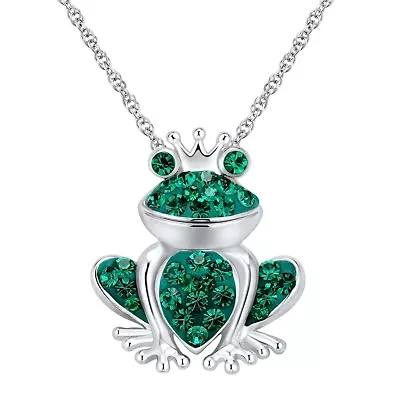 Sterling Silver Crystal Frog Pendant