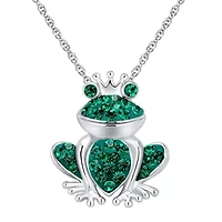Sterling Silver Crystal Frog Pendant
