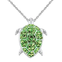 Sterling Silver Crystal Turtle Pendant Necklace