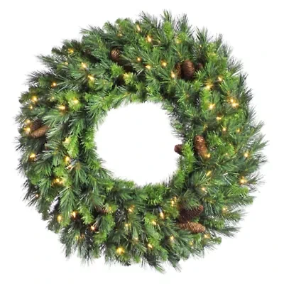 Vickerman 48" Cheyenne Pine Christmas Wreath with150 Warm White LED Lights