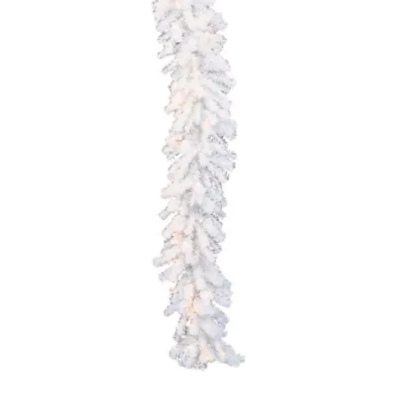 Vickerman 9' Crystal White Spruce Christmas Garland Unlit