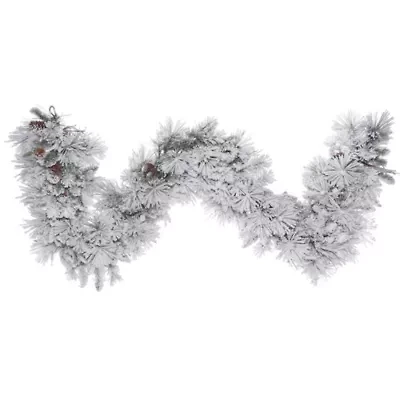 Vickerman 9" Flocked Alberta Christmas Garland Unlit