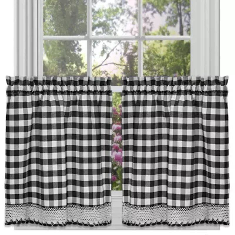 Sweet Home Collection Buffalo Check Plaid Gingham Rod Pocket Window Tier
