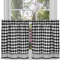 Sweet Home Collection Buffalo Check Plaid Gingham Rod Pocket Window Tier