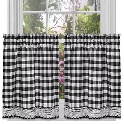 Sweet Home Collection Buffalo Check Plaid Gingham Rod Pocket Window Tier