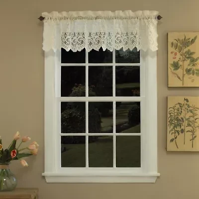 Sweet Home Collection Hopewell Old World Style Floral Lace 2-pc. Rod Pocket Window Tier