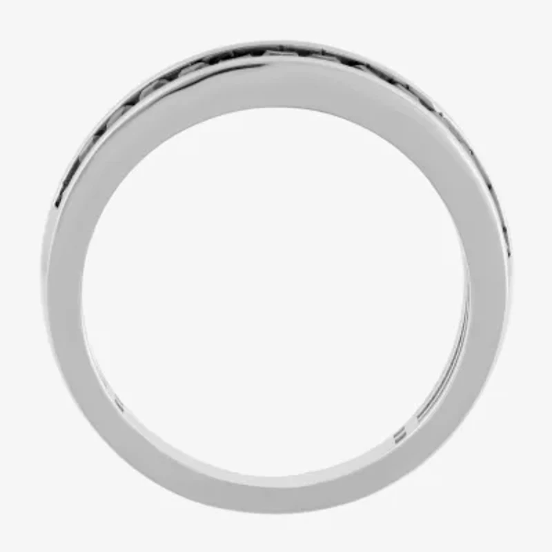Midnight Black Mens 1 CT. T.W. Natural Diamond 10K White Gold Wedding Band