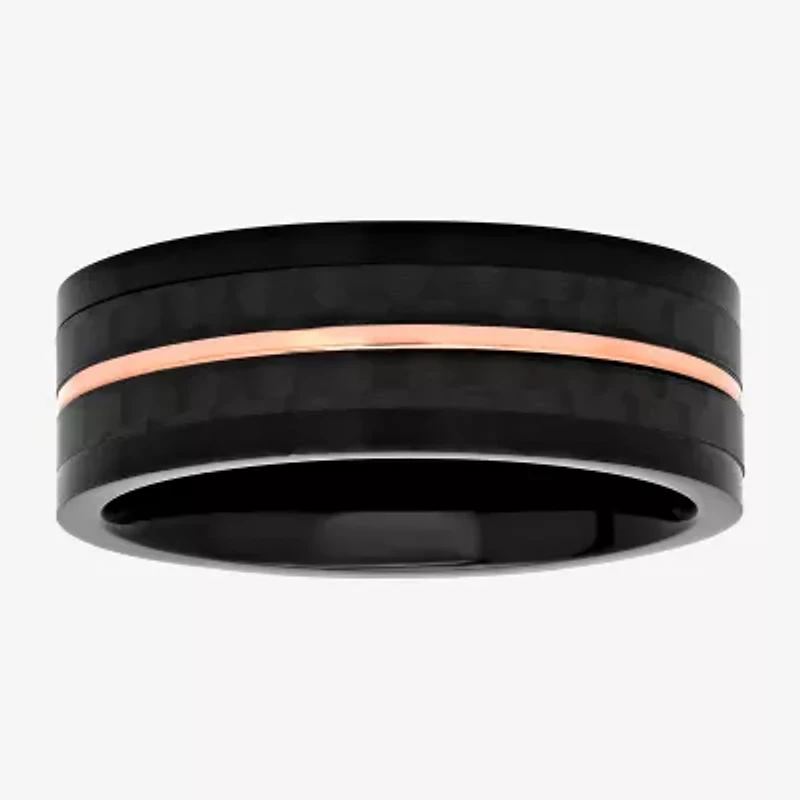 Mens 8MM Stainless Steel Wedding Band