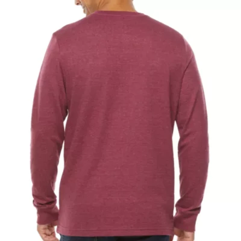 St. John's Bay Super Soft Double Knit Mens Long Sleeve Classic Fit Henley Shirt