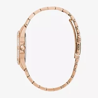 Bulova Crystal Womens Crystal Accent Rose Goldtone Stainless Steel Bracelet Watch 98l303