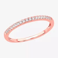 Womens 1/10 CT. T.W. Genuine White Diamond 10K Gold Wedding Band