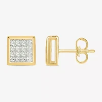 3/4 CT. T.W. Natural White Diamond 10K Gold 9.7mm Square Stud Earrings