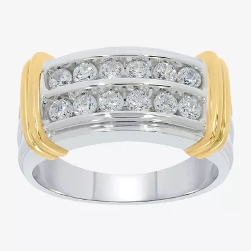 Mens 1 CT. T.W. Natural White Diamond 14K Gold Over Silver Sterling Fashion Ring