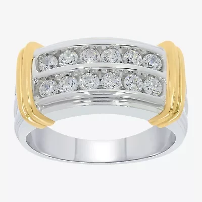 Mens 1 CT. T.W. Natural White Diamond 14K Gold Over Silver Sterling Fashion Ring