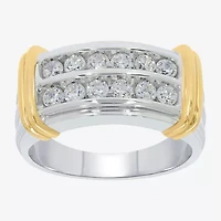 Mens 1 CT. T.W. Natural White Diamond 14K Gold Over Silver Sterling Fashion Ring