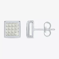3/4 CT. T.W. Natural White Diamond 10K White Gold 9.7mm Square Stud Earrings