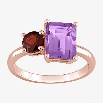 Womens Genuine Purple Amethyst 18K Rose Gold Over Silver Cocktail Ring