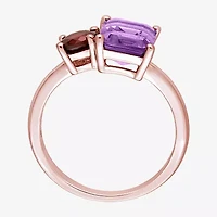 Womens Genuine Purple Amethyst 18K Rose Gold Over Silver Cocktail Ring