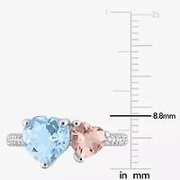 Womens Genuine Blue Topaz Sterling Silver Heart Cocktail Ring