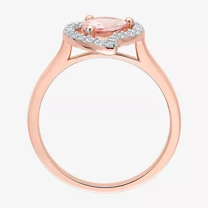 Womens Genuine Pink Morganite 18K Rose Gold Over Silver Cocktail Ring