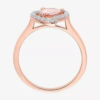Womens Genuine Pink Morganite 18K Rose Gold Over Silver Cocktail Ring