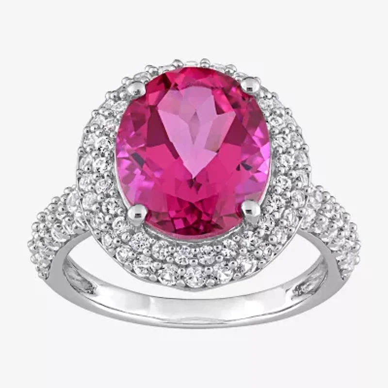 Womens Genuine Pink Topaz Sterling Silver Cocktail Ring