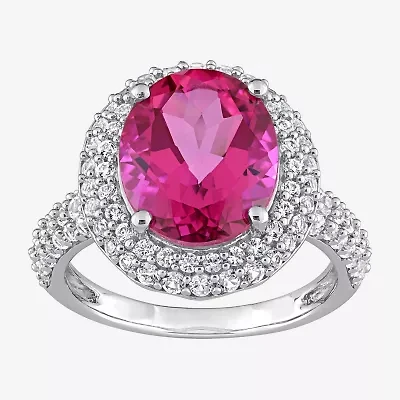 Womens Genuine Pink Topaz Sterling Silver Cocktail Ring