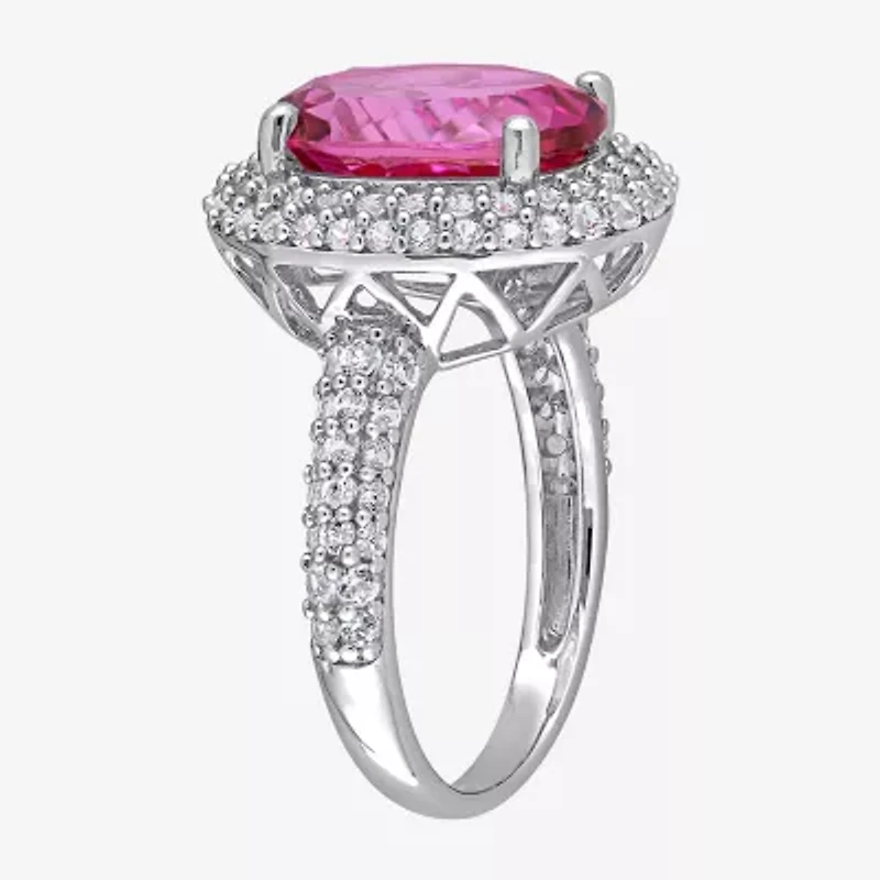 Womens Genuine Pink Topaz Sterling Silver Cocktail Ring