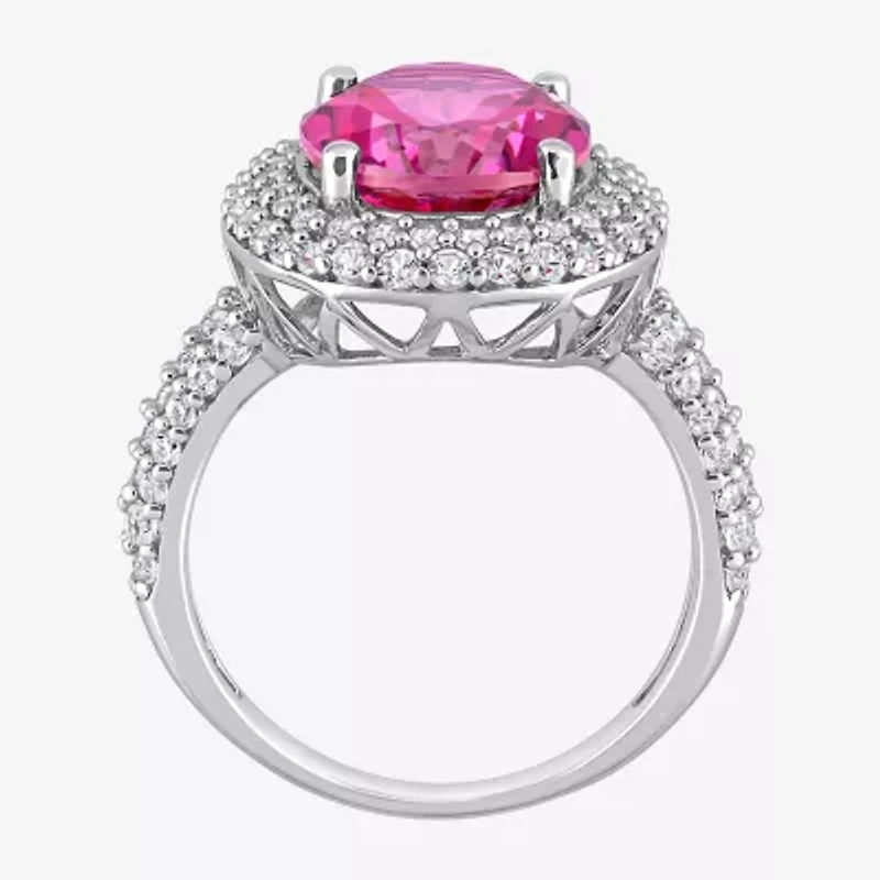 Womens Genuine Pink Topaz Sterling Silver Cocktail Ring