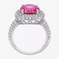 Womens Genuine Pink Topaz Sterling Silver Cocktail Ring
