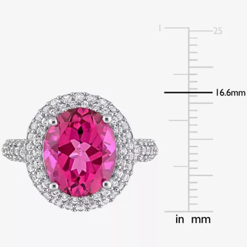 Womens Genuine Pink Topaz Sterling Silver Cocktail Ring