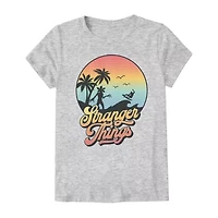 Little & Big Kid Girls Crew Neck Short Sleeve Regular Fit Stranger Things Graphic T-Shirt