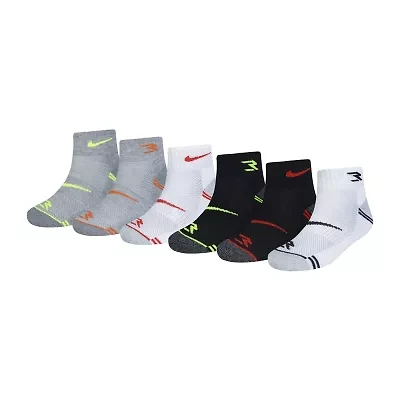 Nike 3BRAND by Russell Wilson Big Kid Boys Multi-Pack 6 Pair Quarter Ankle Socks