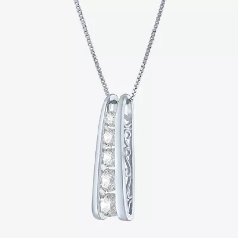 (G-H / SI2-I1) Womens 1 CT.T.W. Lab-Grown Diamond 10K White or Yellow Gold Pendant Necklace