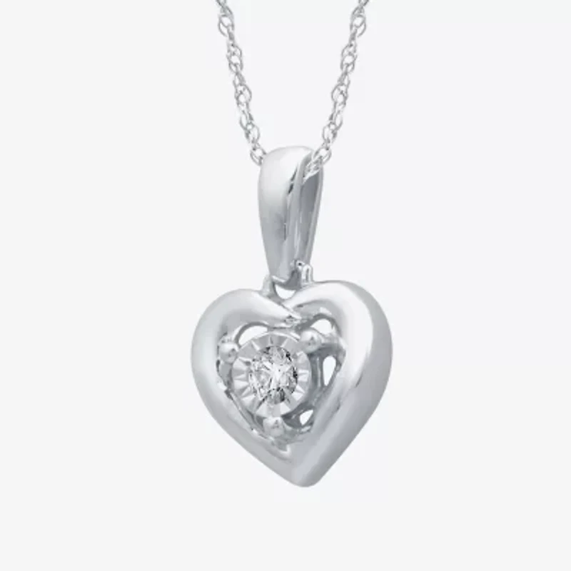Womens Diamond Accent Natural White Diamond Sterling Silver Heart 2-pc. Jewelry Set