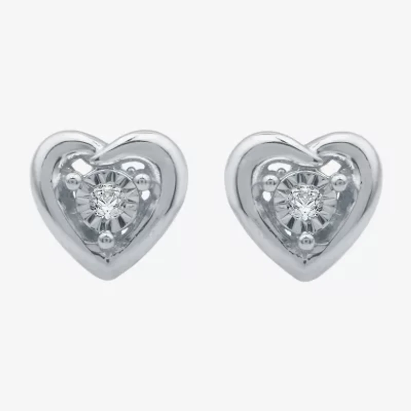 Womens Diamond Accent Natural White Diamond Sterling Silver Heart 2-pc. Jewelry Set