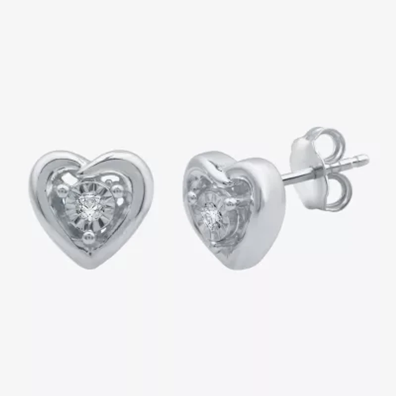 Womens Diamond Accent Natural White Diamond Sterling Silver Heart 2-pc. Jewelry Set